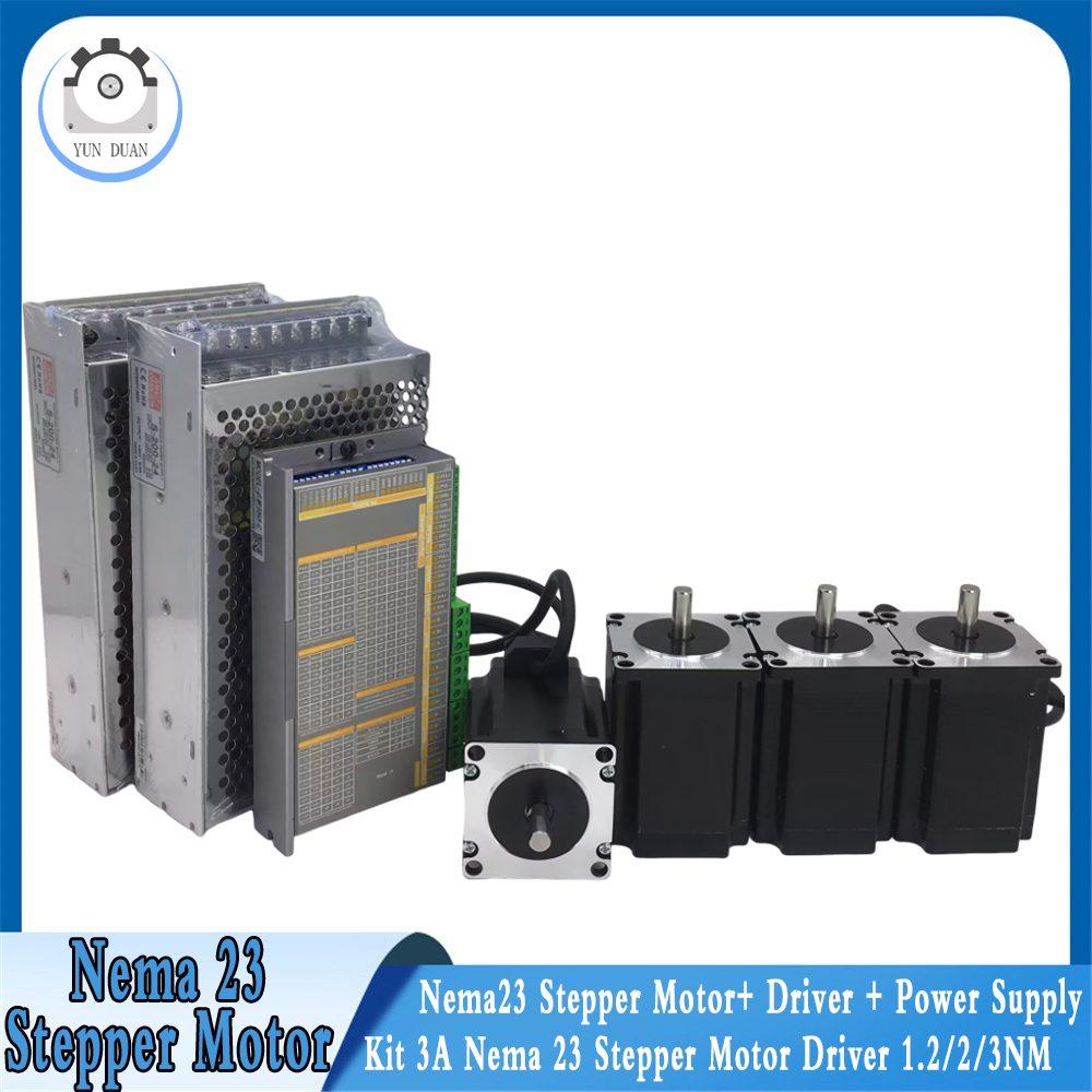 Nema23 Stepper - ﻿ NEMA23モーター、4軸、57型、オープンループステッピングモーター、1.2/2/3Nm、8mm軸、3Aキット、1つのドライバーで4つのモーターを制御 ﻿