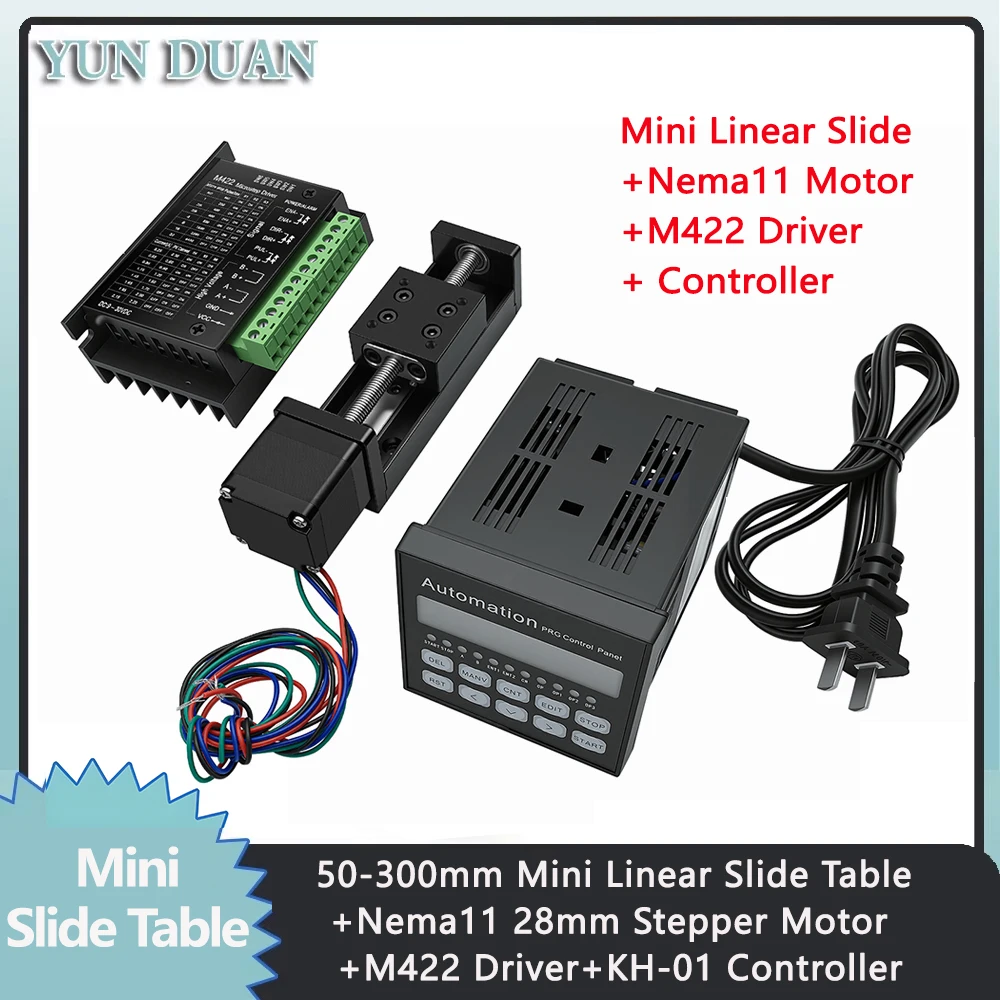 Linear Rail - T型スライドテーブルレール リニア50-300mmストローク スライドテーブル NEMA11ステッピングモータードライバーコントロールキット CNCリニアガイド XYZ軸