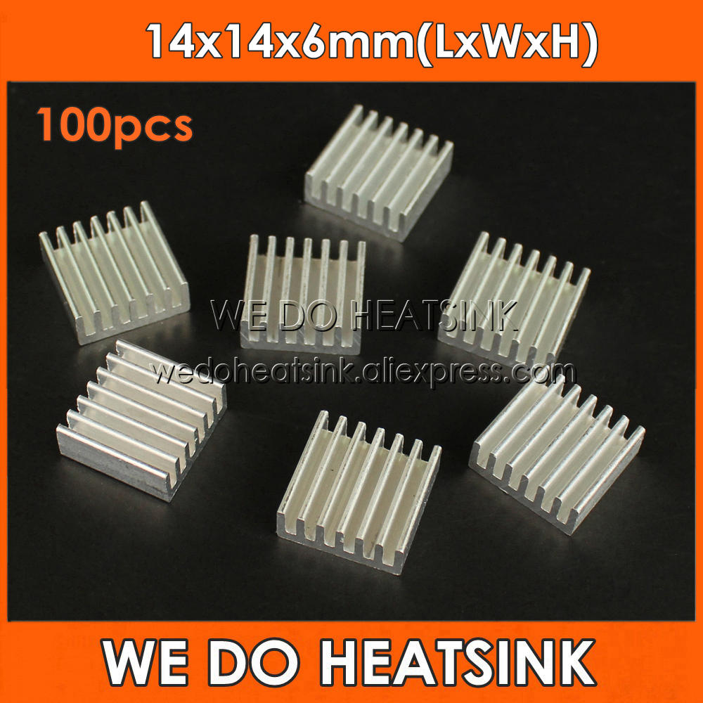 Aluminium Extrusion - We do-ヒートシンク,100個,押し出しアルミニウムラジエーター,lm2596,lm2577,lm2576用,14x14x6mm
