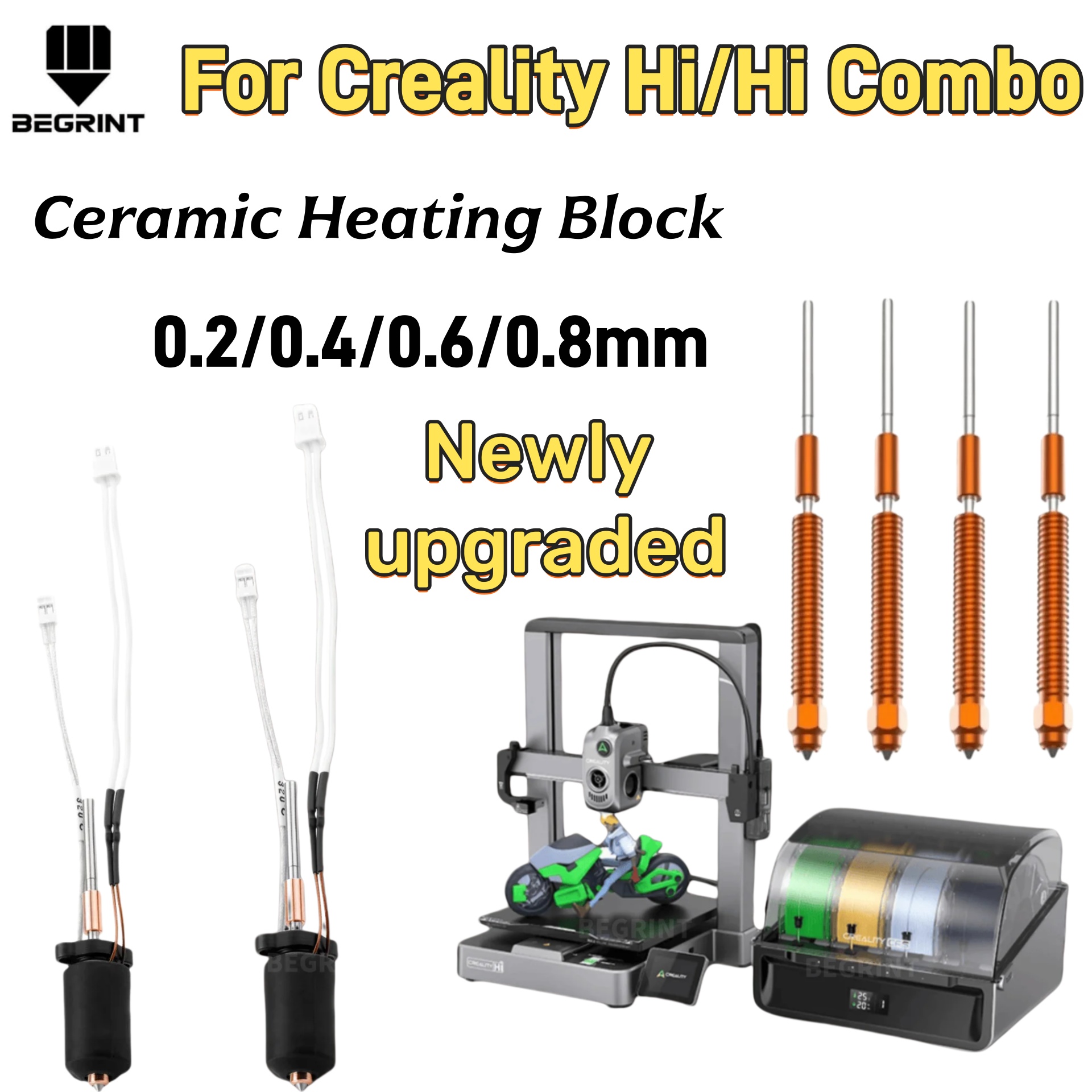Aluminium Profile 2020 - Creality Hi Hi Combo用高温セラミックヒーターホットエンドキット アップグレードされたクイックスワップ硬化鋼ノズル 3Dプリンター部品