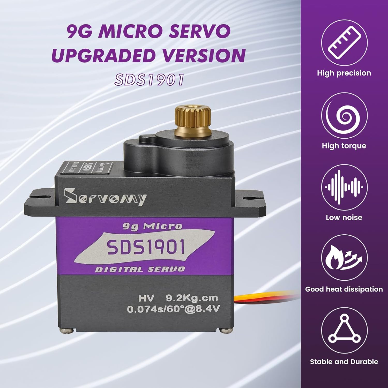 Servo 9G - SERVOMY-SDS1901 デジタル9Gマイクロコアレスサーボ 9kg 0.07秒 8.4Vメタルギア Rep