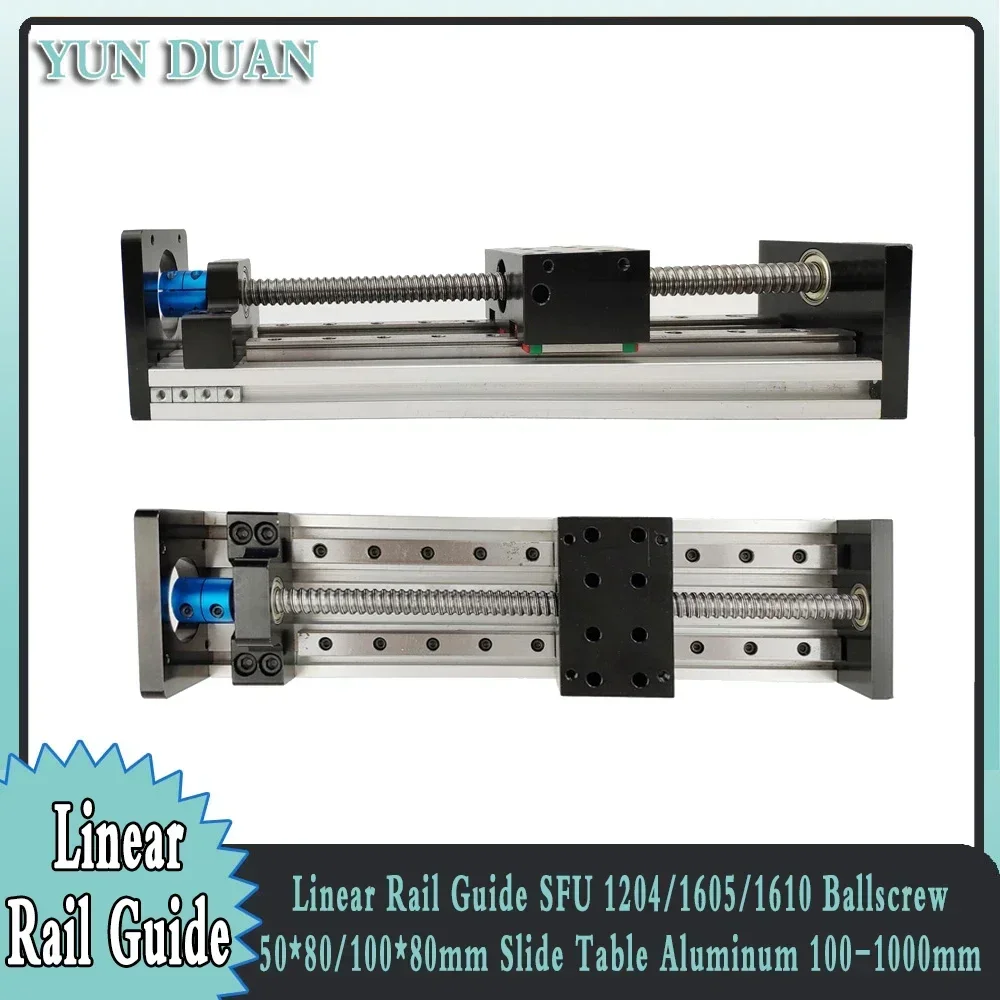 Ball Screw - スライドテーブルfu 1204/1605/1610-100mm,二重正方形リニアガイドボールねじプラットフォームxyz軸ステージ2/4個スライド