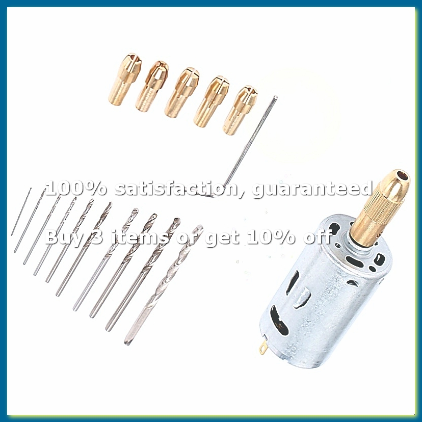 Drill Bit Set - ミニ電動ハンドドリルビットセット DC 12Vモーター 0.5-3mm HSSツイストドリルビット 5個のチャックコレット付き