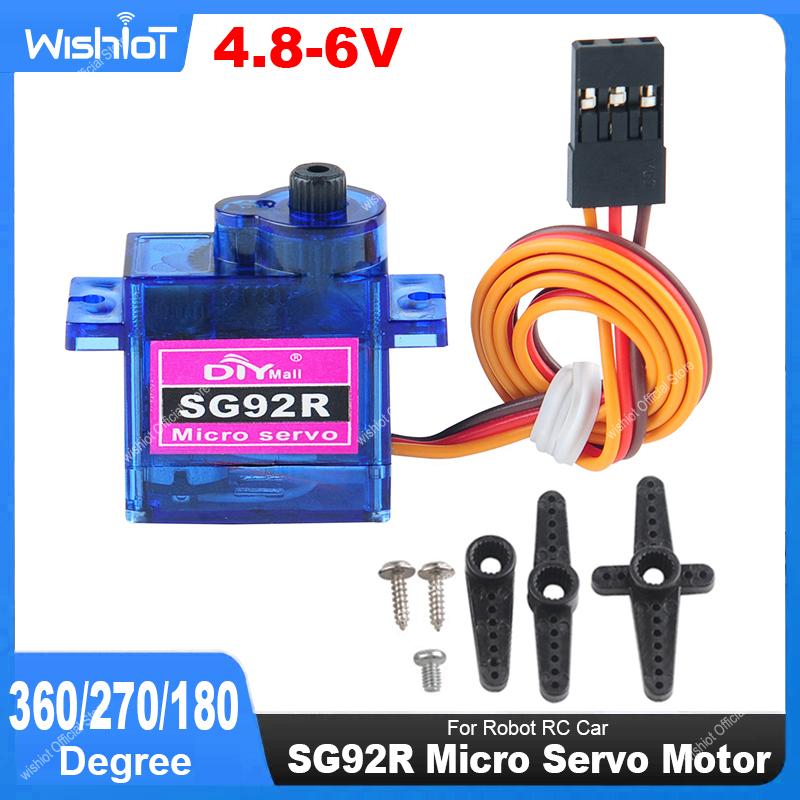 Servo 9G - SG92R マイクロサーボモーター 4.8-6V 360/270/180 度連続回転制御可能な角度ロボット RC