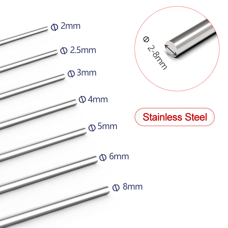 Linear Rod 8Mm - 300mmステンレス鋼丸棒旋盤棒材詰め合わせ DIYクラフトツール用 直径12インチ 2mm 3mm 4mm