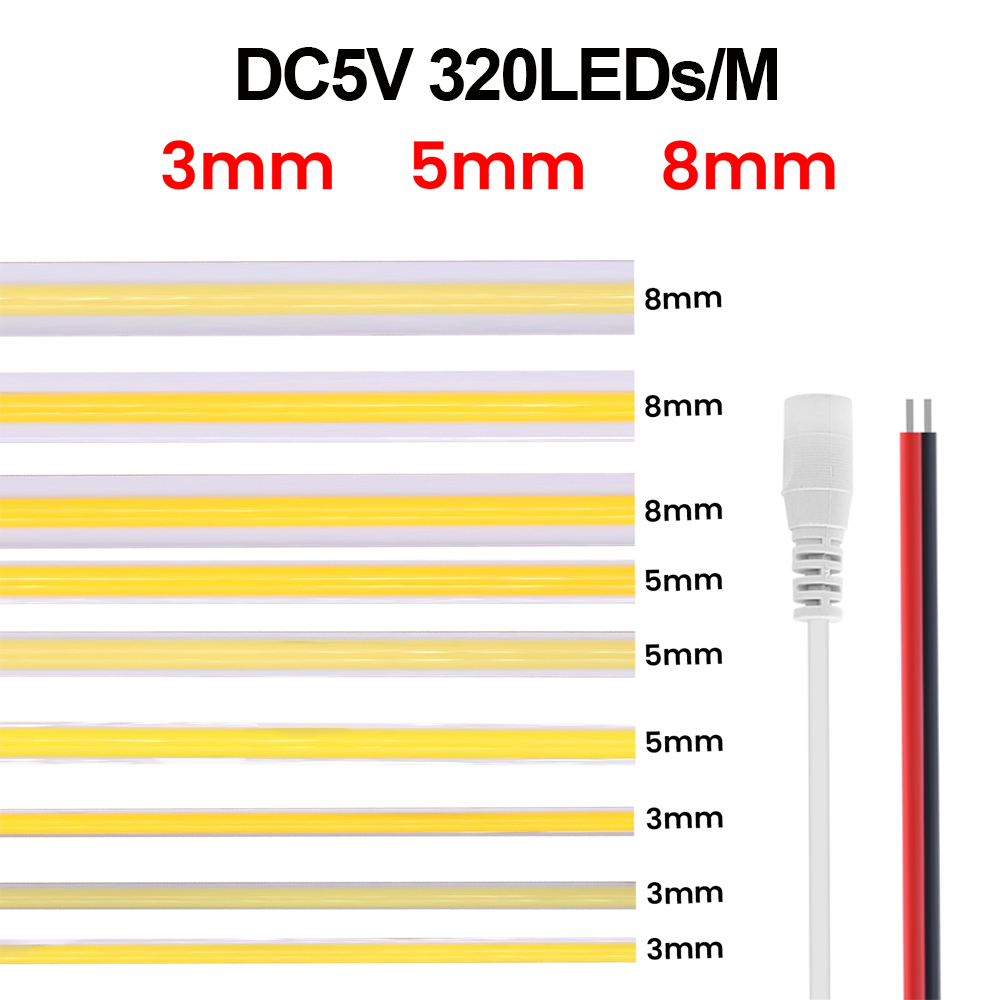 3MM 5MM 8MM COBストリップ 5V 12V 32 - Linear Rod 8Mm のレビューと価格