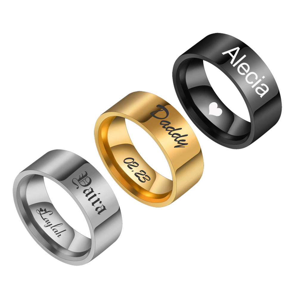 パーソナライズされた刻印入り名前・日付入り8mmパンクリング - Coupling 8Mm のレビューと価格