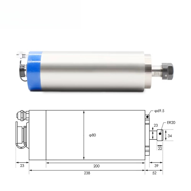2.2KW ER20 水冷式スピンドルモーター、80×230 - Water Cooled Spindle のレビューと価格
