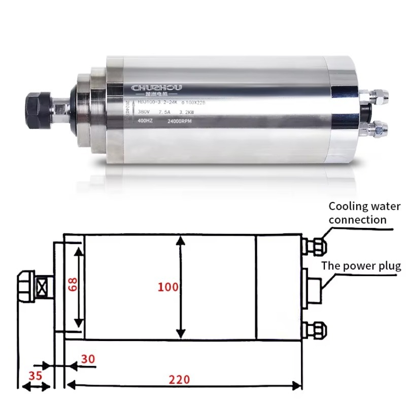 3Kw水冷スピンドル4ベアリング3.7kw Er20水冷10 - Water Cooled Spindle のレビューと価格