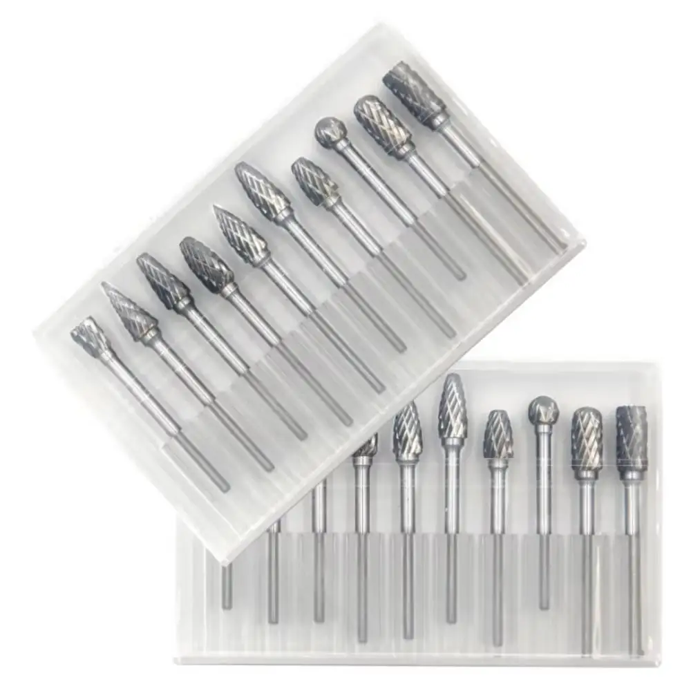 10個入り超硬ロータリーバーセット 3mmシャンク ダブルカ - Carbide End Mill のレビューと価格