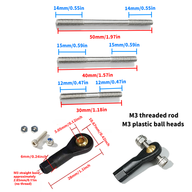 ネジとナット付きのM3プラスチックボールヘッド2個とM3ステ - Ball Screw のレビューと価格