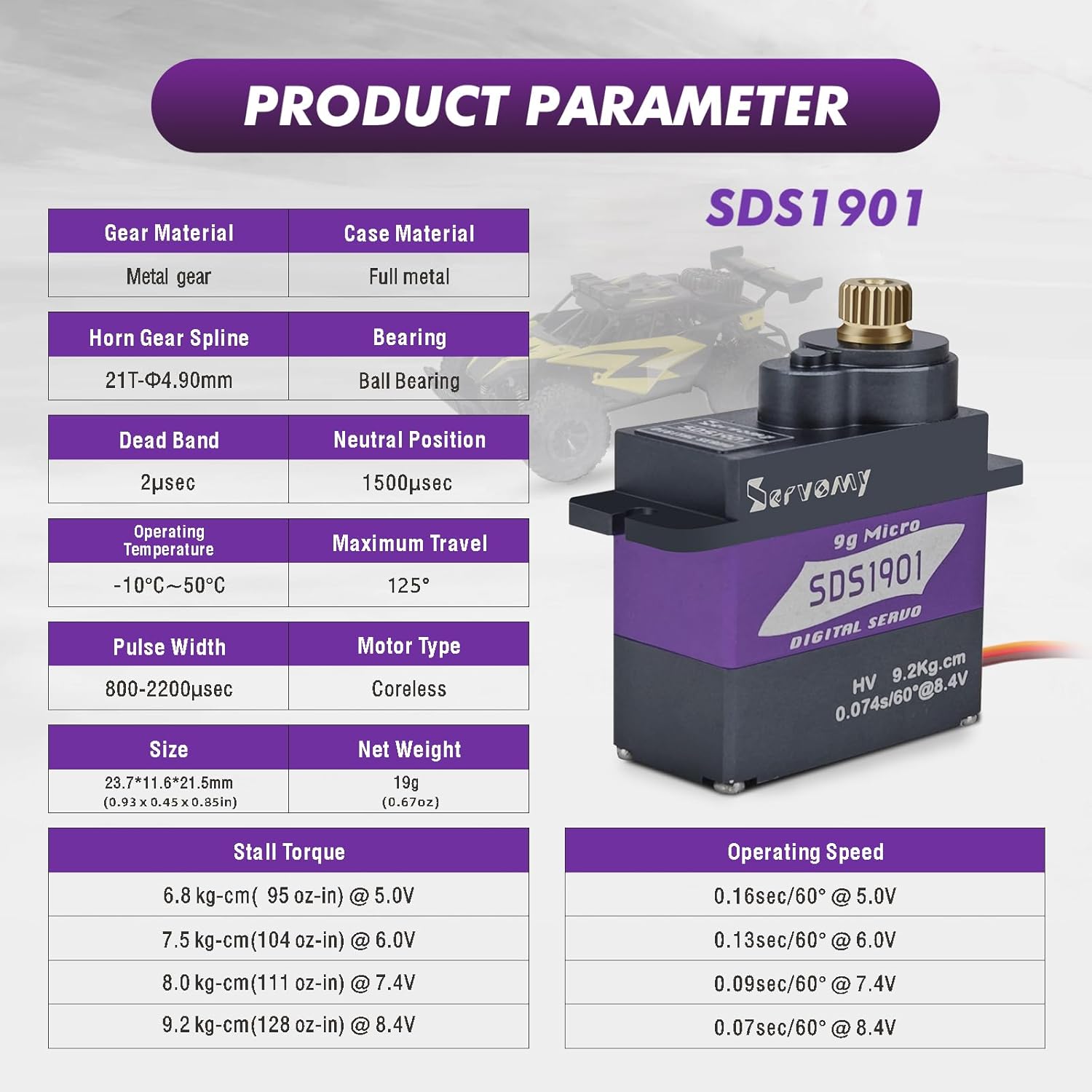 SERVOMY-SDS1901 デジタル9Gマイクロコアレス - Servo 9G のレビューと価格