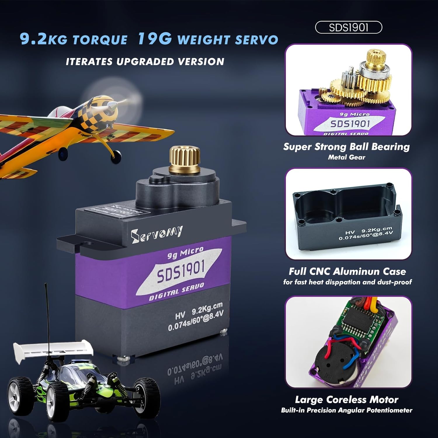 SERVOMY-SDS1901 デジタル9Gマイクロコアレス - Servo 9G のレビューと価格