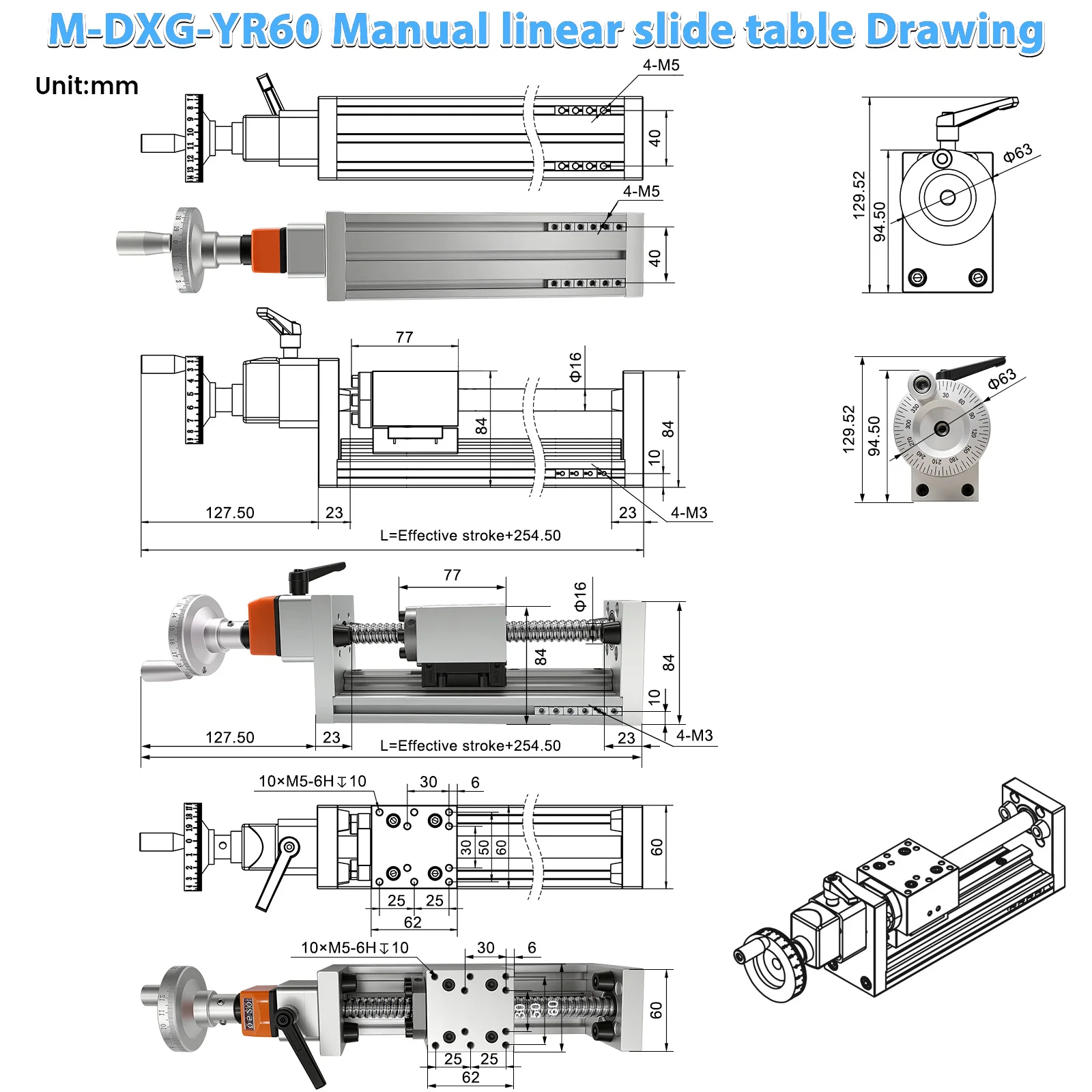 60KG耐荷重手動リニアガイドスライドテーブル 幅60mm  - Linear Rail のレビューと価格