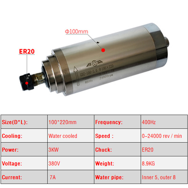 CNC水冷スピンドルモーター,彫刻機,Z軸シャフト,80mm - Water Cooled Spindle のレビューと価格