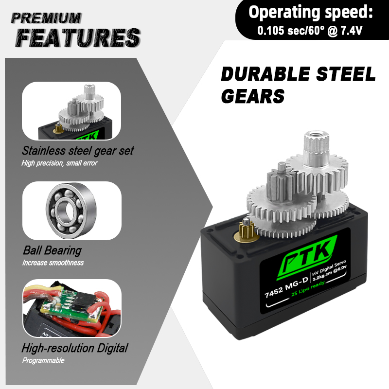 PTK 7452 MG-D 9 グラムデジタルサーボメタルギ - Servo 9G のレビューと価格