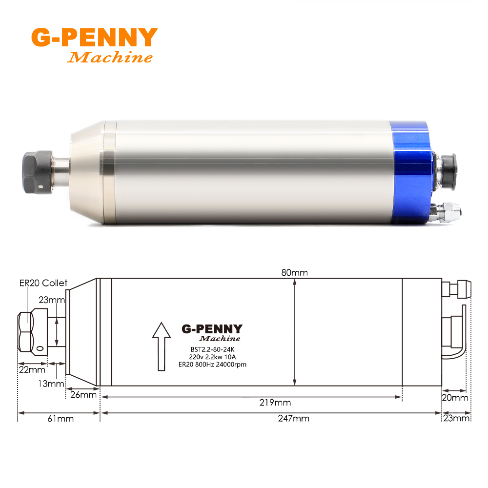 G-Penny 2.2KW 水冷スピンドルモーター セラミッ - Water Cooled Spindle のレビューと価格