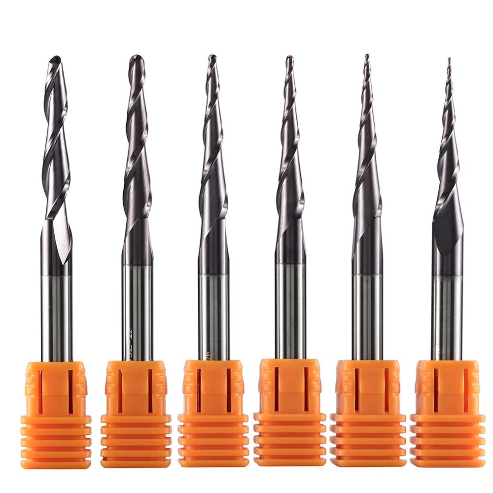 超硬ソリッドコーティングテーパーボールノーズビットCNCフラ - End Mill Set のレビューと価格
