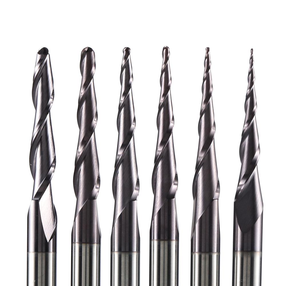 超硬ソリッドコーティングテーパーボールノーズビットCNCフラ - End Mill Set のレビューと価格